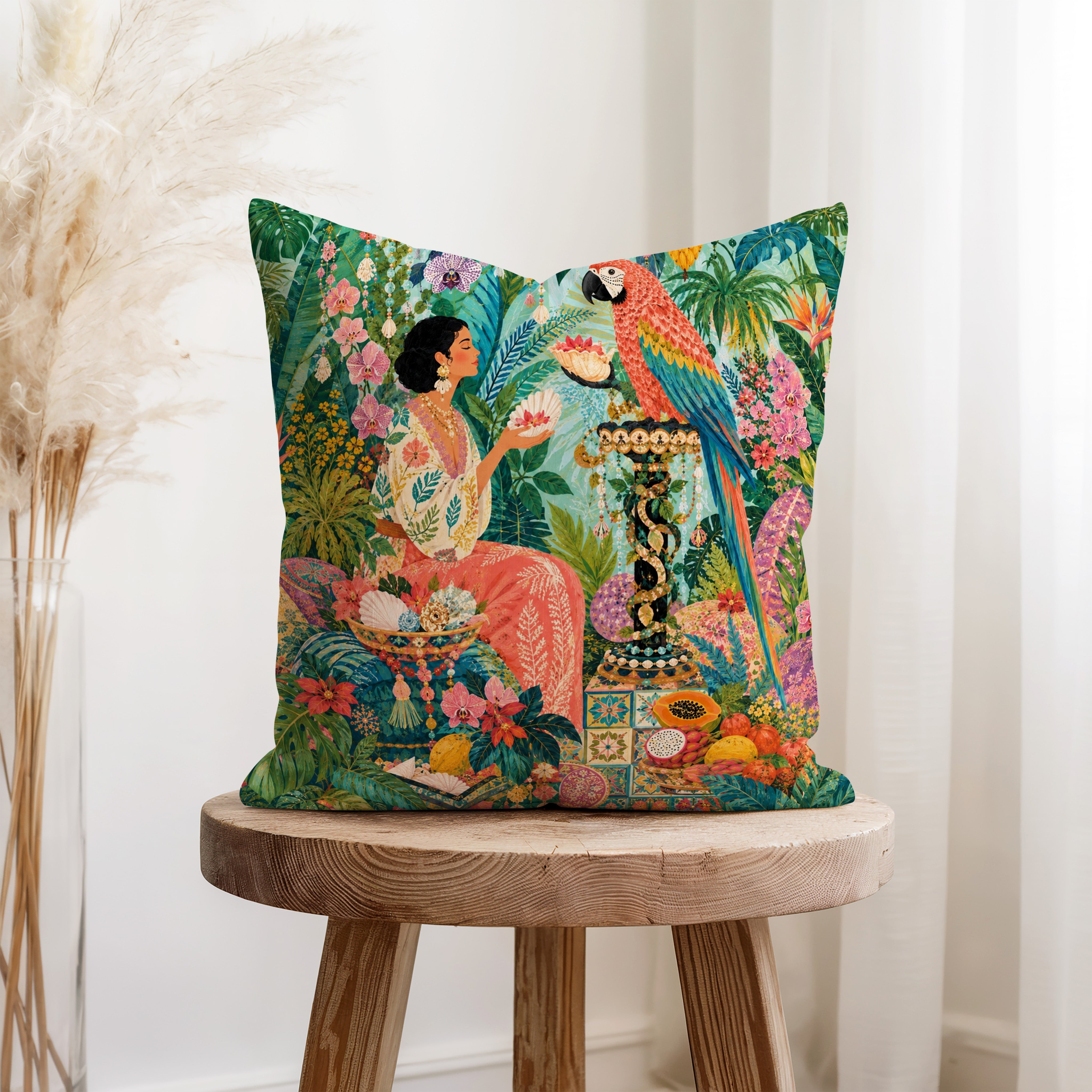 The Parrot Garden – Tropical Bird Pillow Secondary image