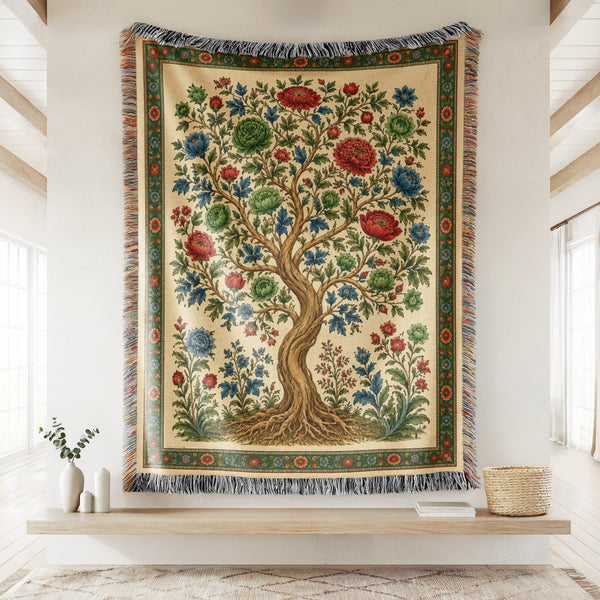 Verdant Bloom Tree Blanket