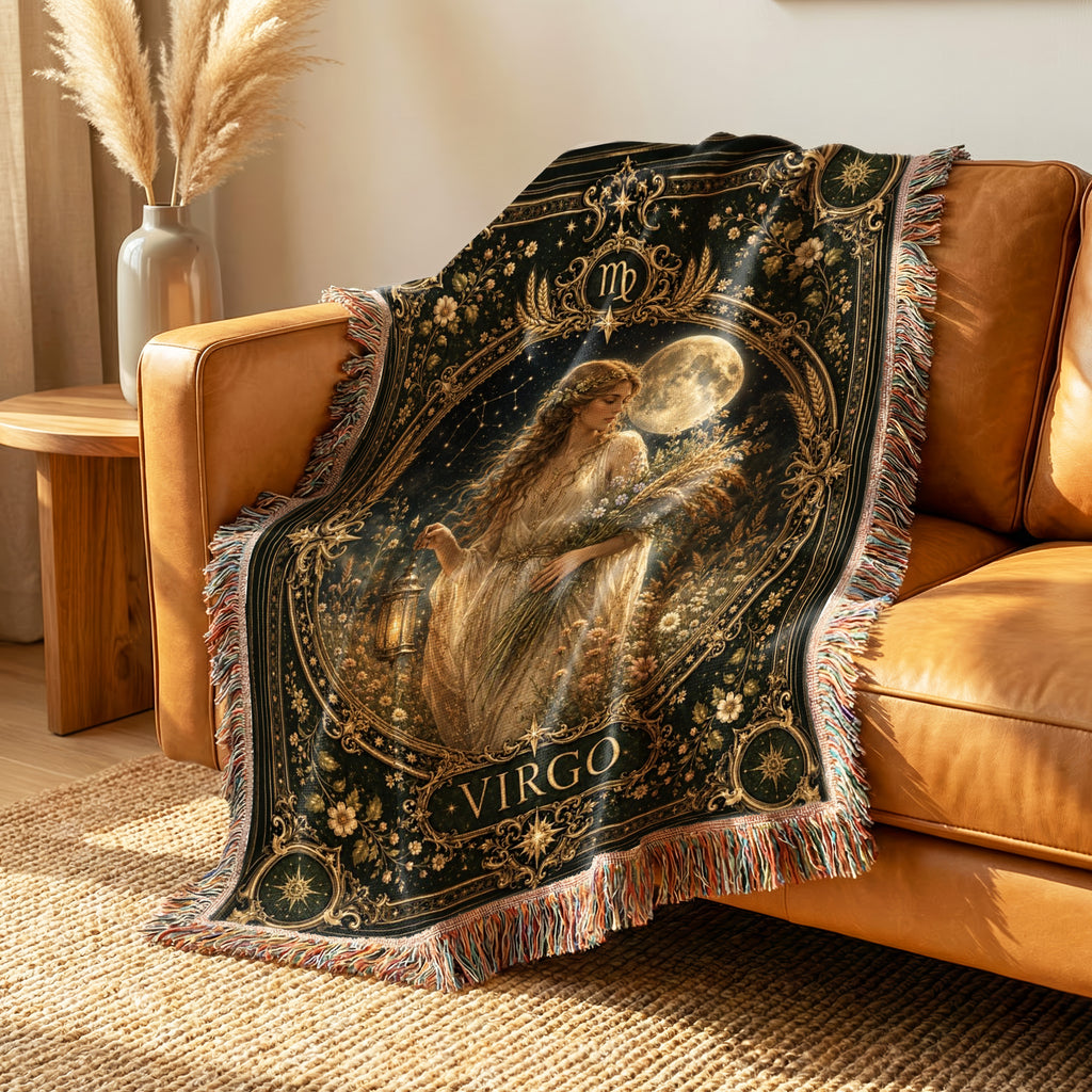Virgo Moonlit Harvest Maiden Zodiac Blanket