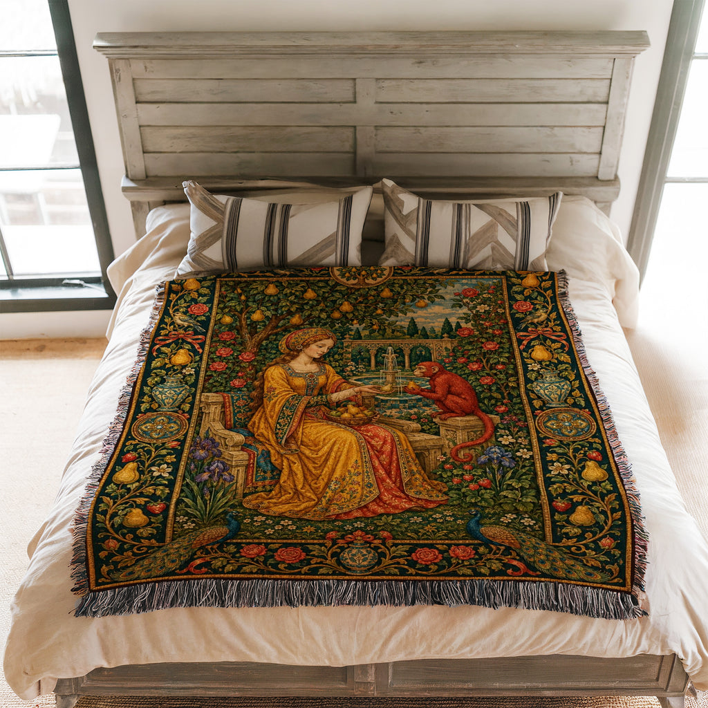 The Pear Garden Monkey Court Blanket