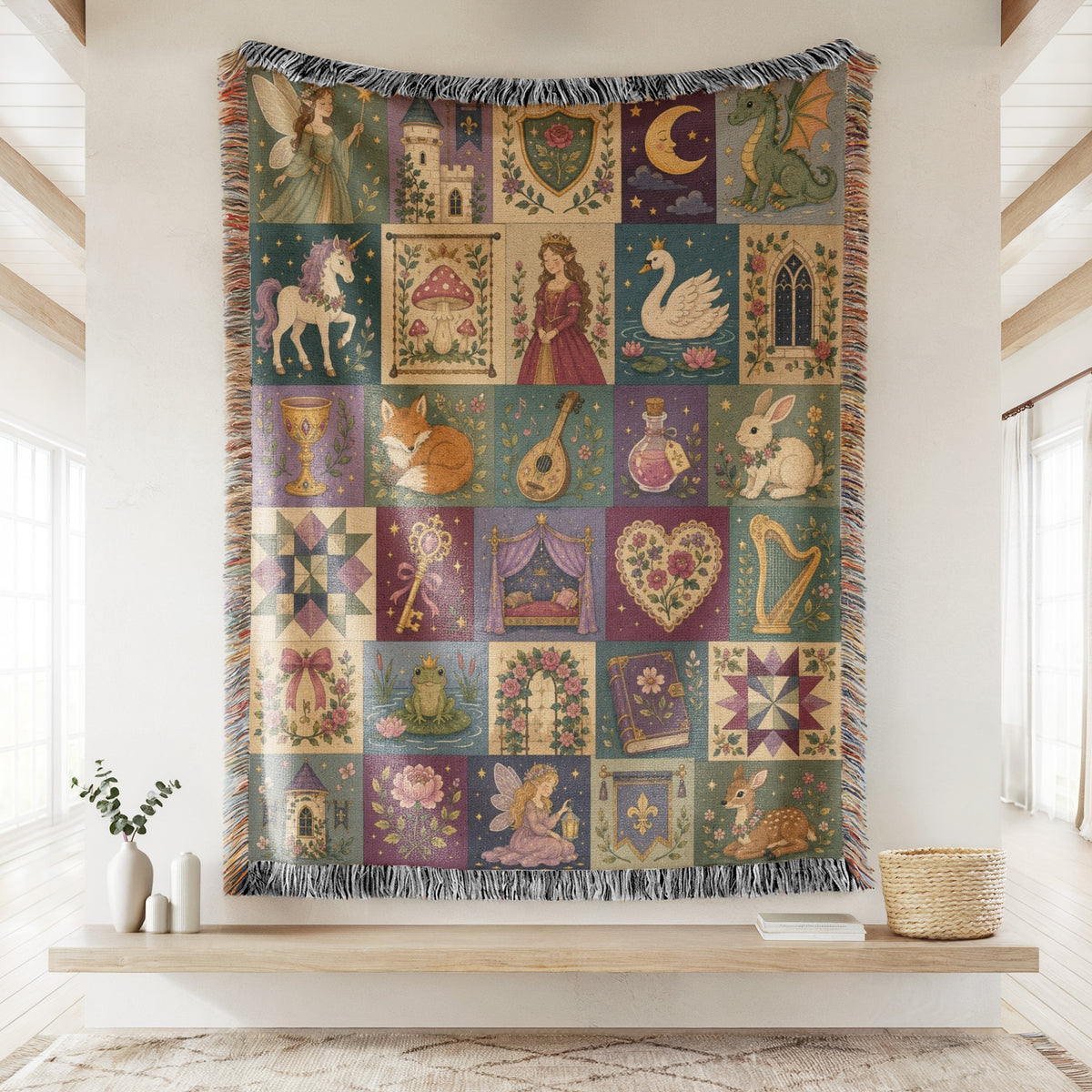Medieval Fairy Tale Patchwork Blanket