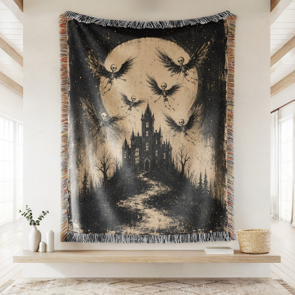 Winged Skeletons of the Moonlit Keep Blanket