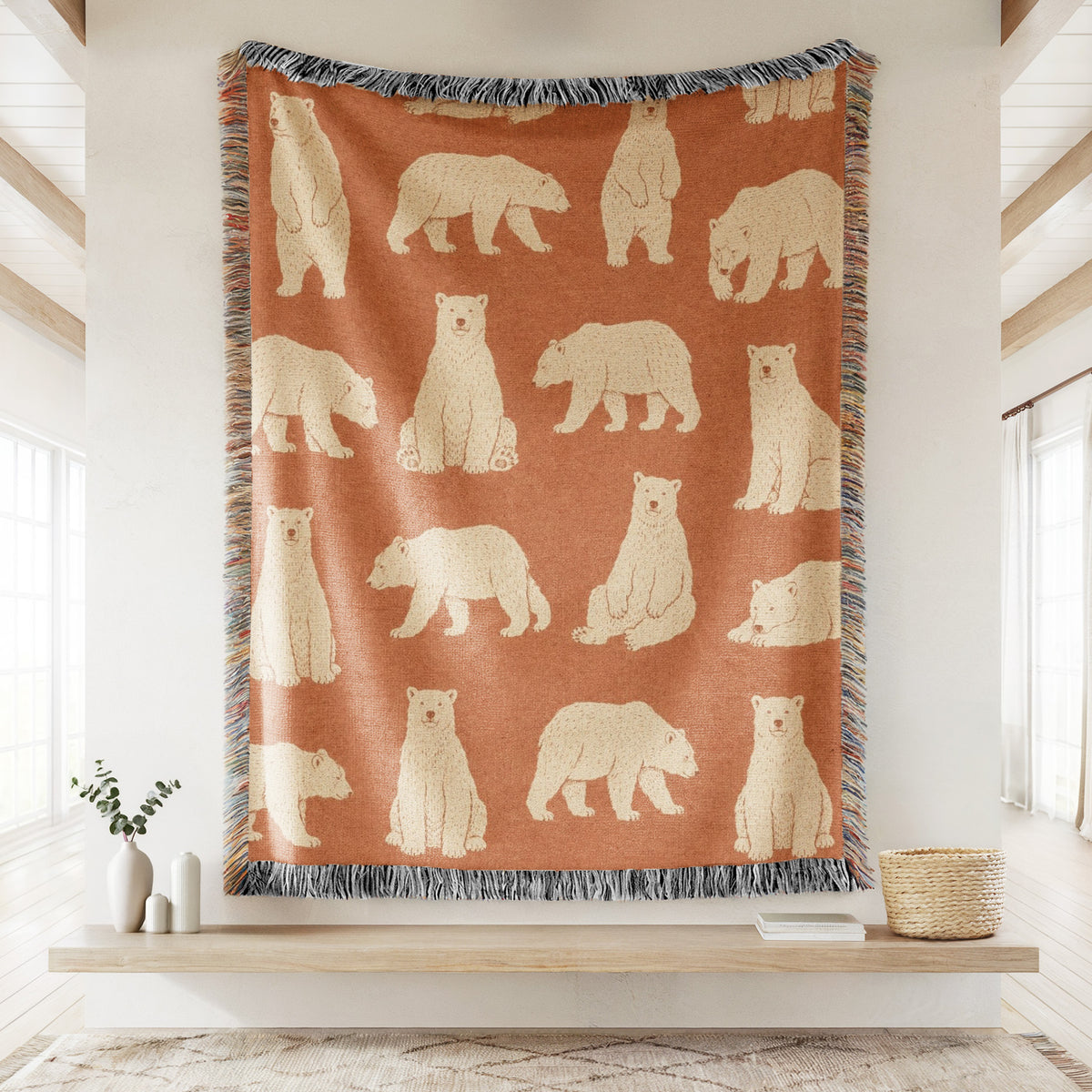 Burnt Orange Bear Blanket