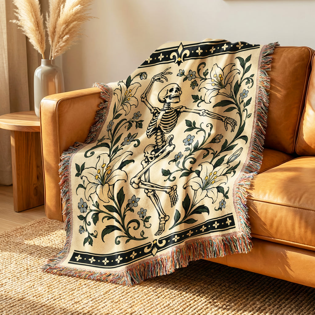 Dancing Skeleton & Lilies Blanket