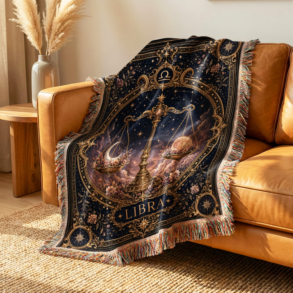 Libra Celestial Balance Scales Zodiac Blanket