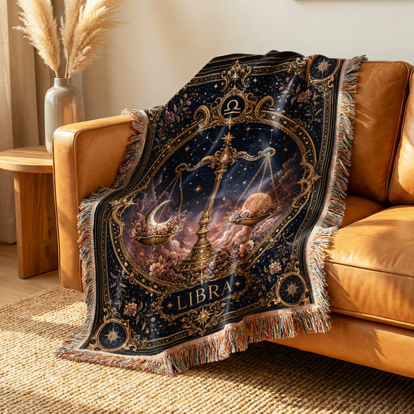 Libra Celestial Balance Scales Zodiac Blanket