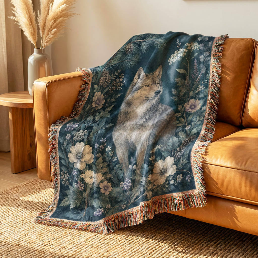 Blue Moon Wolf Blanket