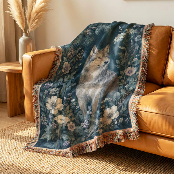 Blue Moon Wolf Blanket
