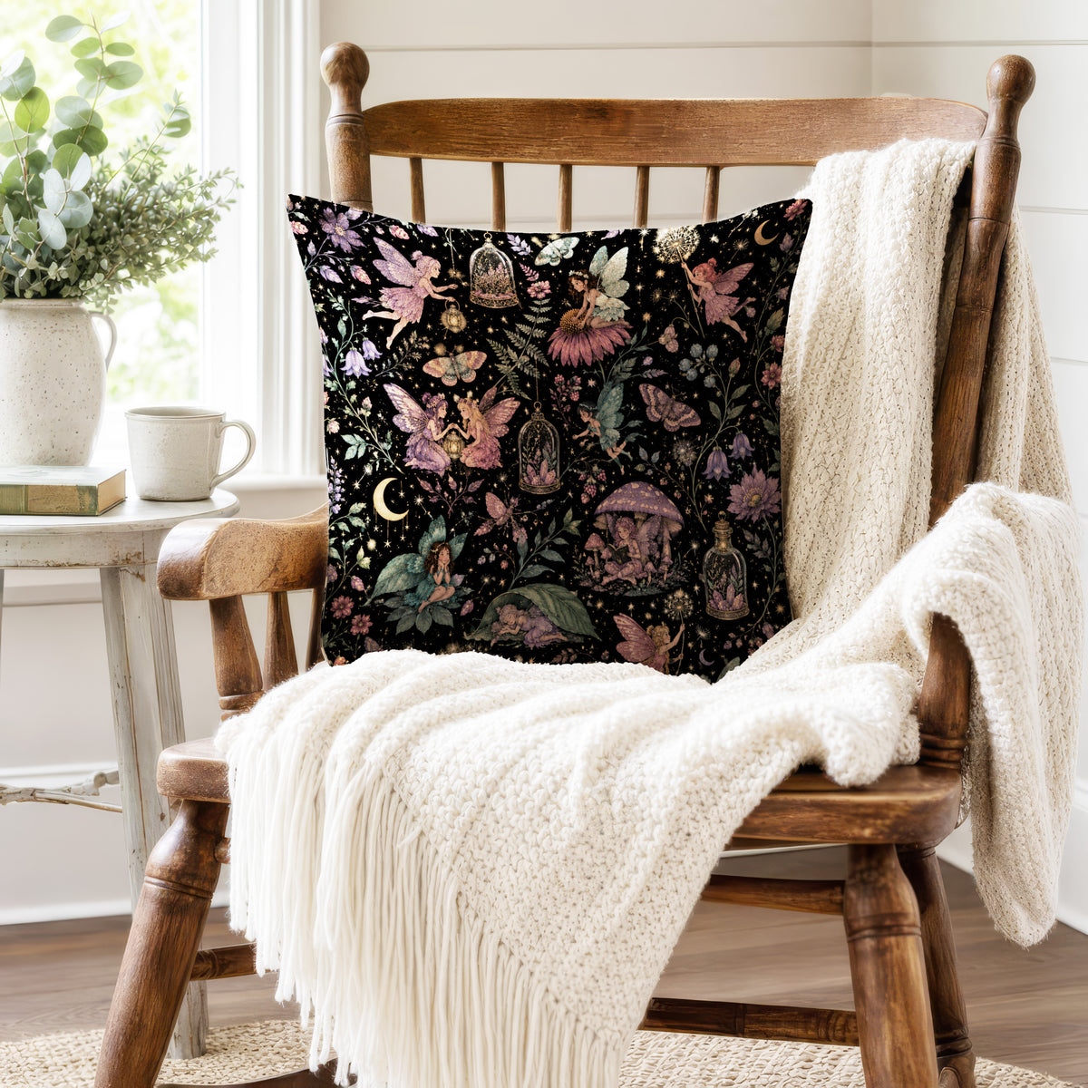 Fairies After Midnight – Enchanted Floral Pillow