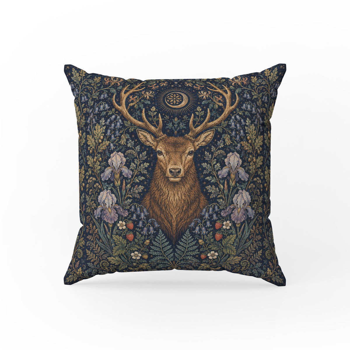 The Crowned Stag – Medieval Botanical Pillow Main image