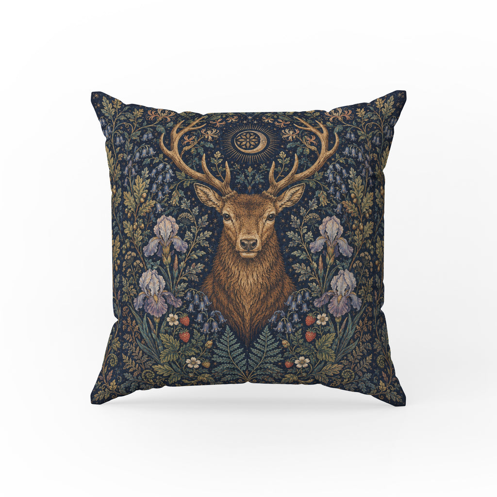 The Crowned Stag – Medieval Botanical Pillow
