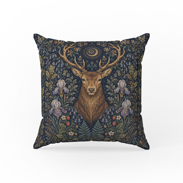 The Crowned Stag – Medieval Botanical Pillow