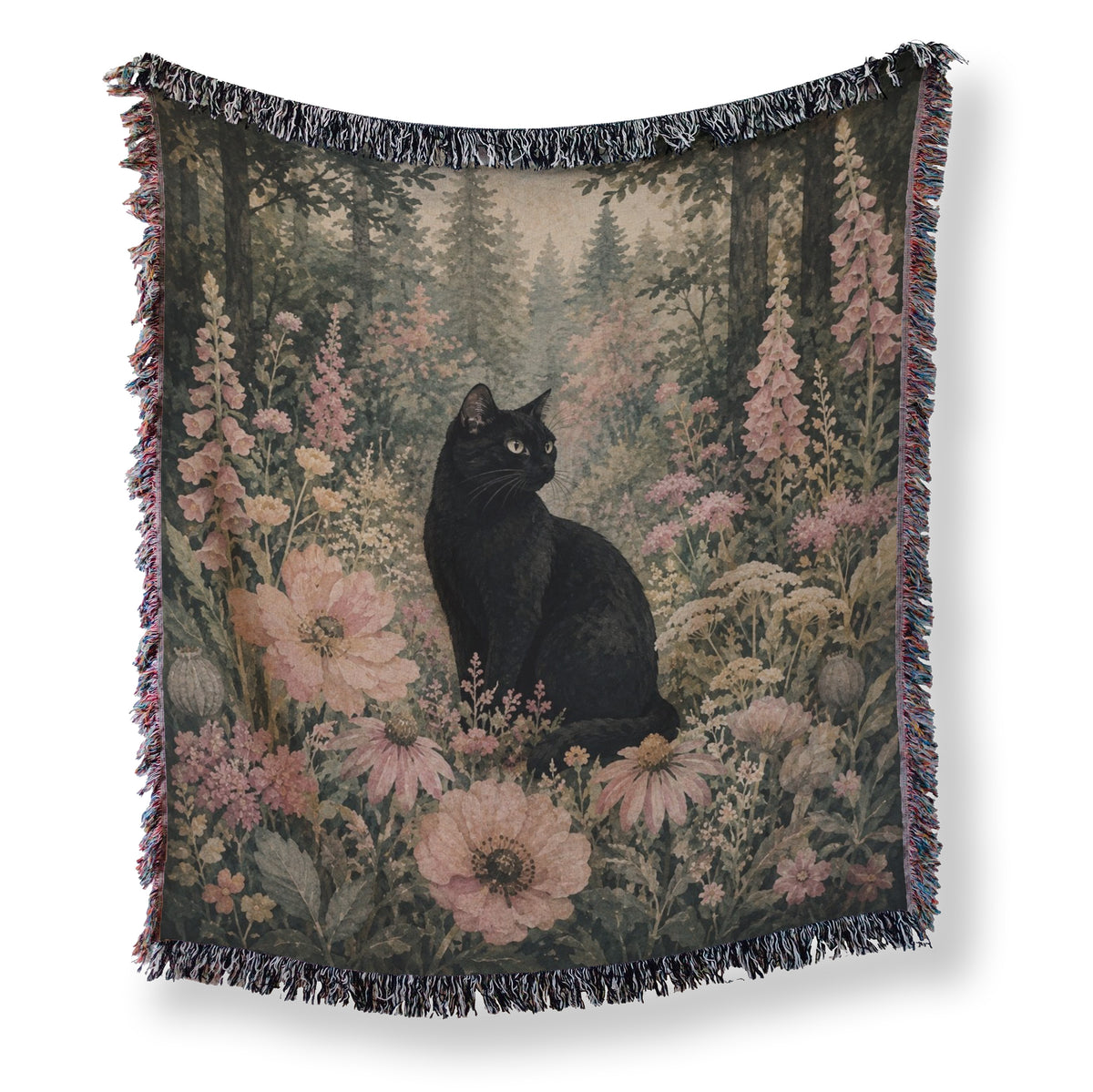 Wildflower Woodland Black Cat Blanket