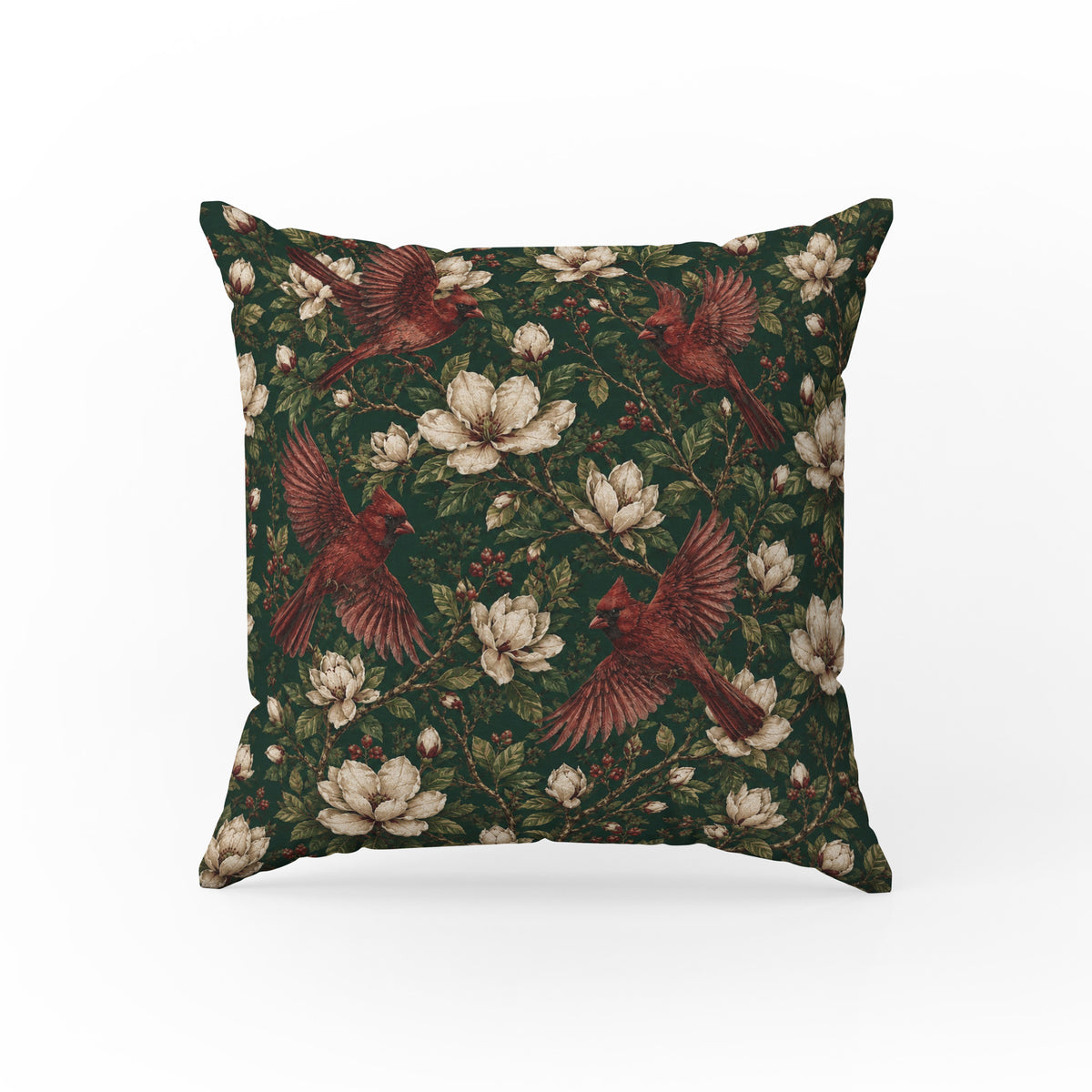 Cardinals & Magnolias – Woodland Bird Pillow