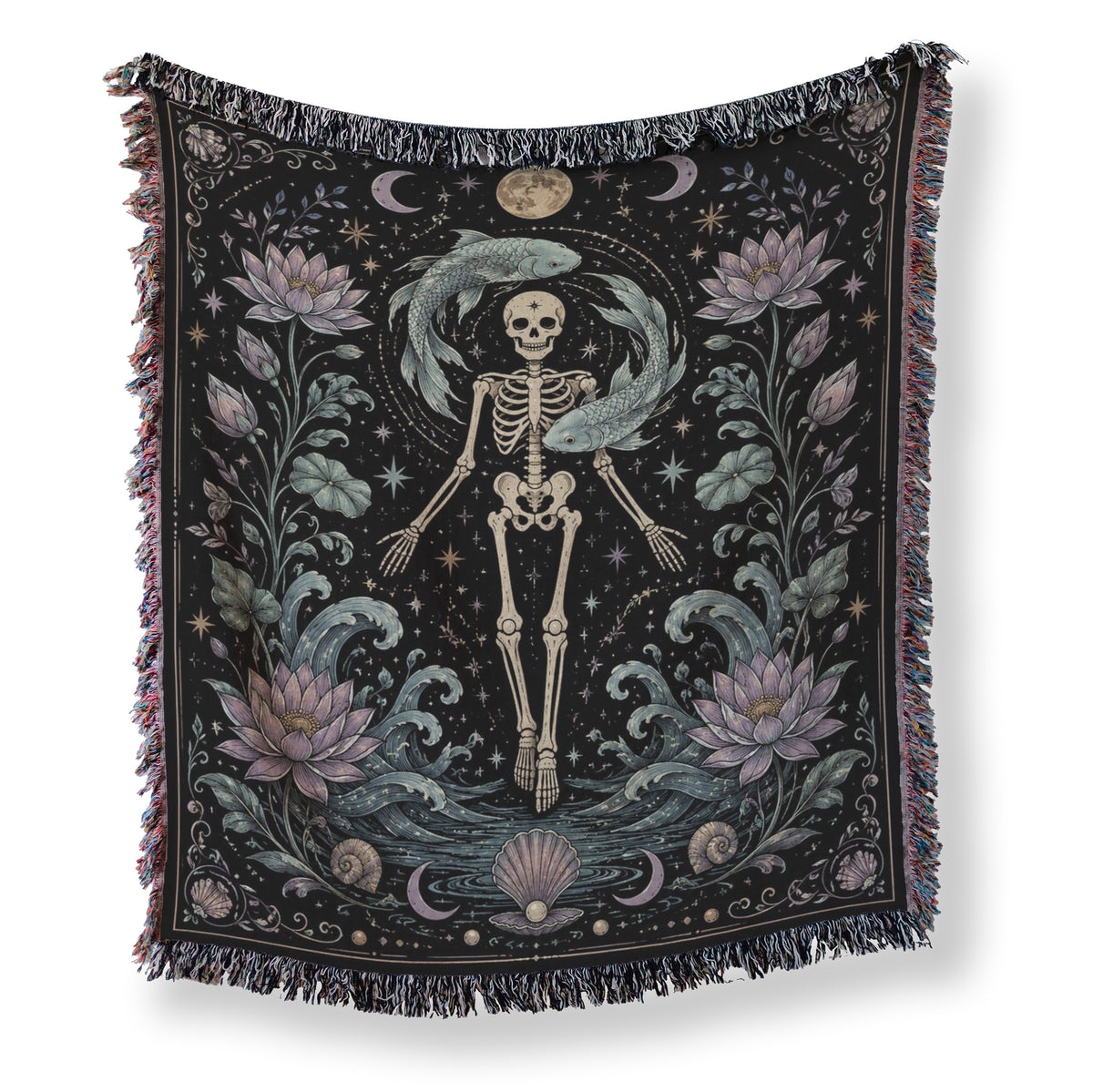 Pisces Twin Fish – Gothic Skeleton Zodiac Blanket Main image