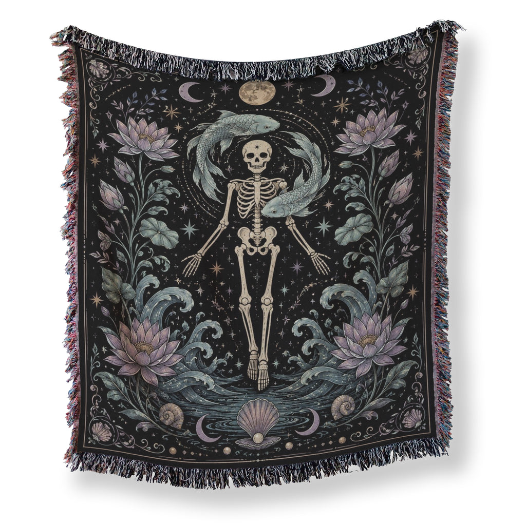 Pisces Twin Fish – Gothic Skeleton Zodiac Blanket