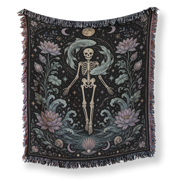 Pisces Twin Fish – Gothic Skeleton Zodiac Blanket