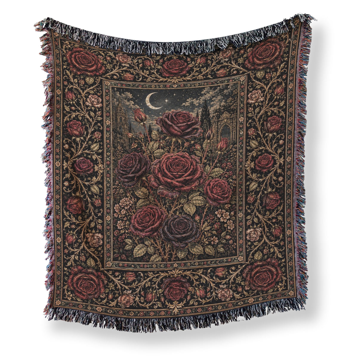 Midnight Rose Garden Blanket