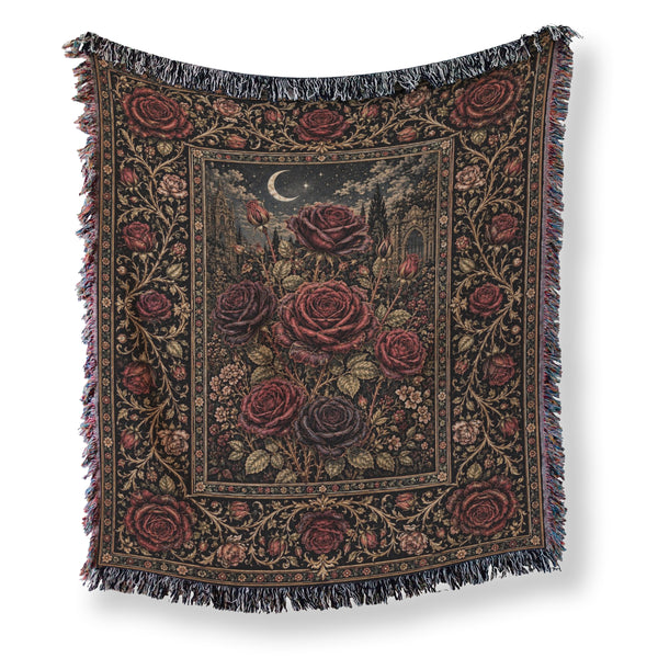Midnight Rose Garden Blanket