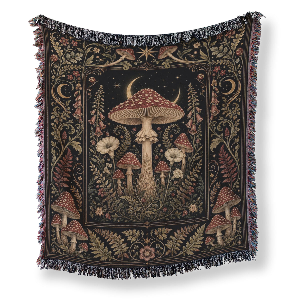 Moonlit Amanita Garden Blanket