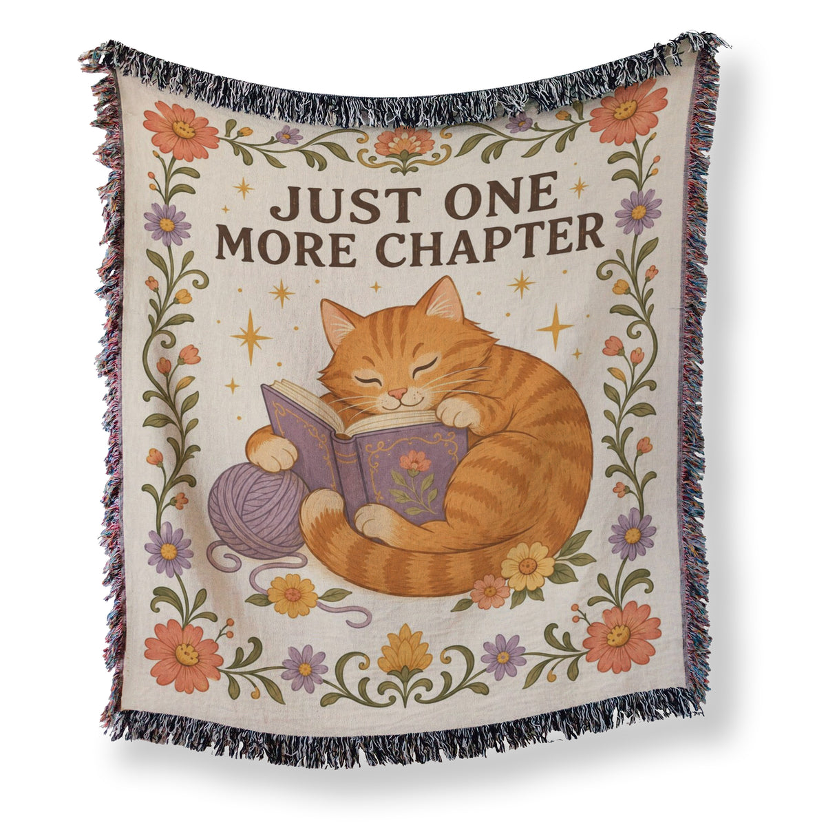 Just One More Chapter Cat Reading Blanket Main image