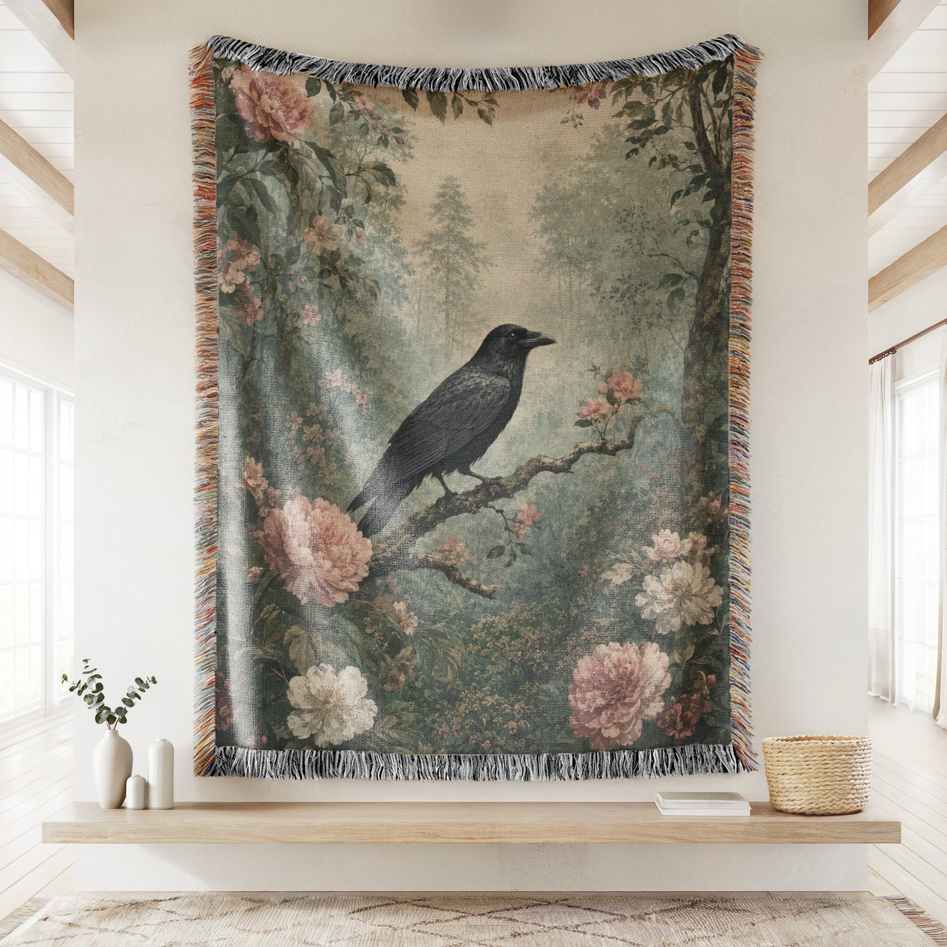 Peony Raven Forest Blanket Secondary image