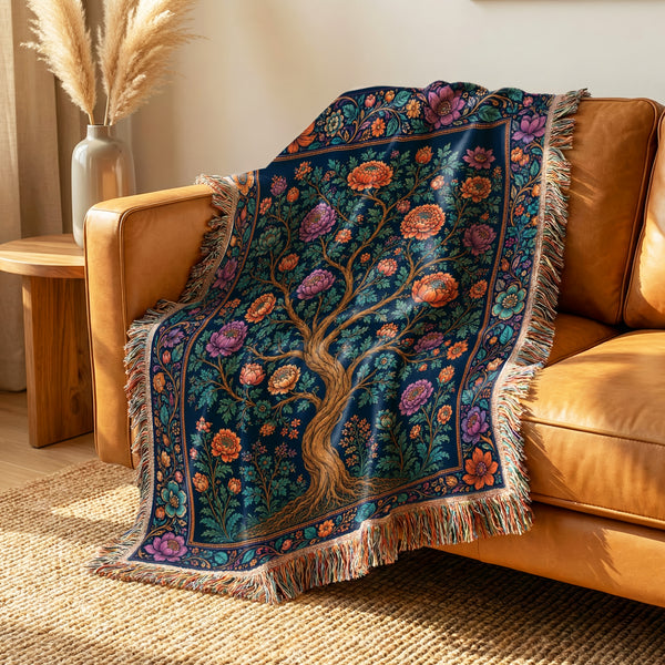 Midnight Bloom Tree Blanket