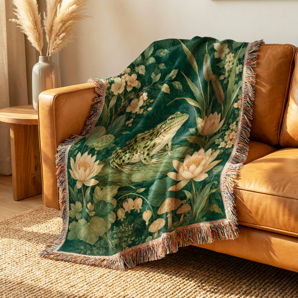 Water Lily Frog Garden Blanket