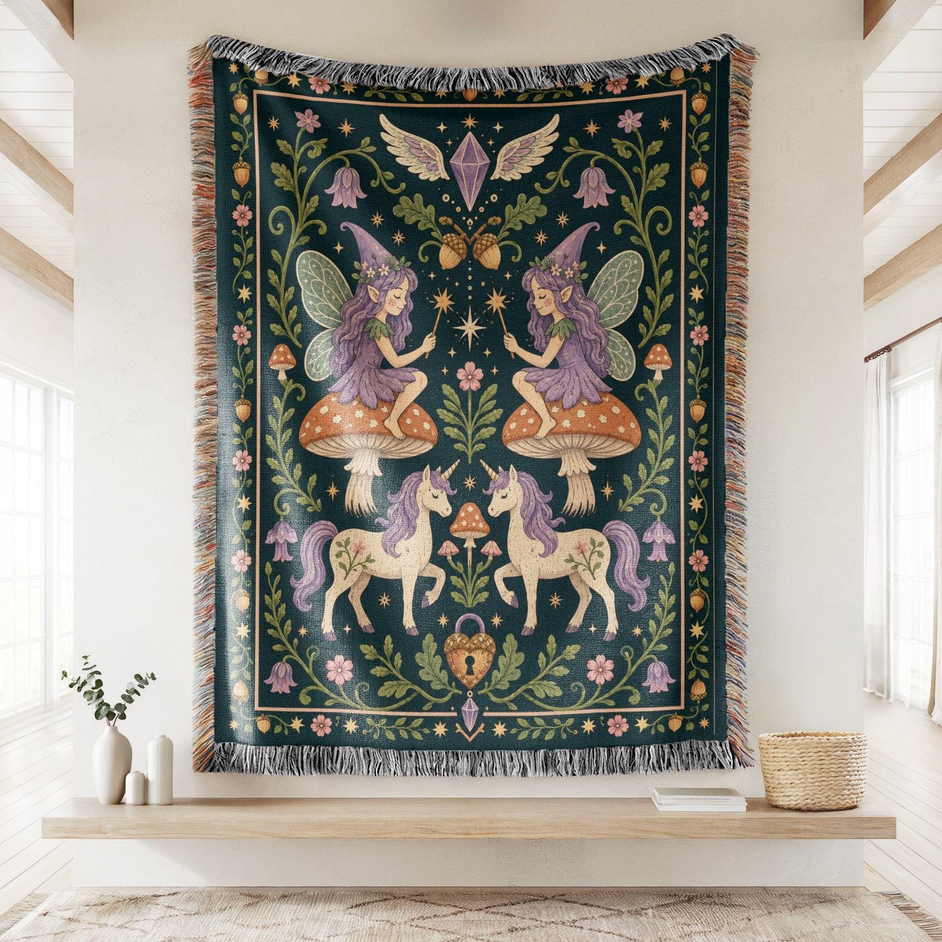 Lavender Fairy & Unicorn Tapestry Blanket Secondary image