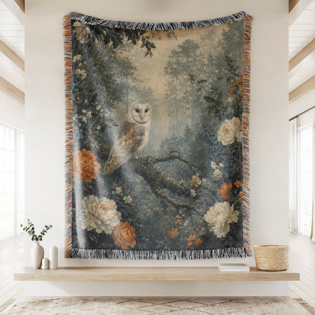 Woodland Barn Owl Blanket
