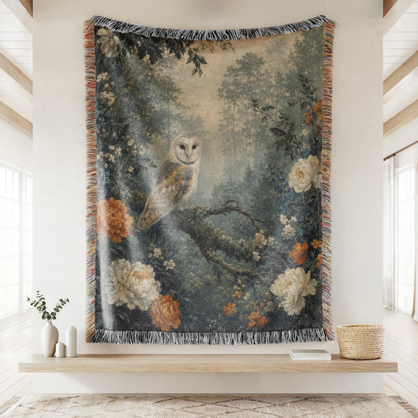 Woodland Barn Owl Blanket