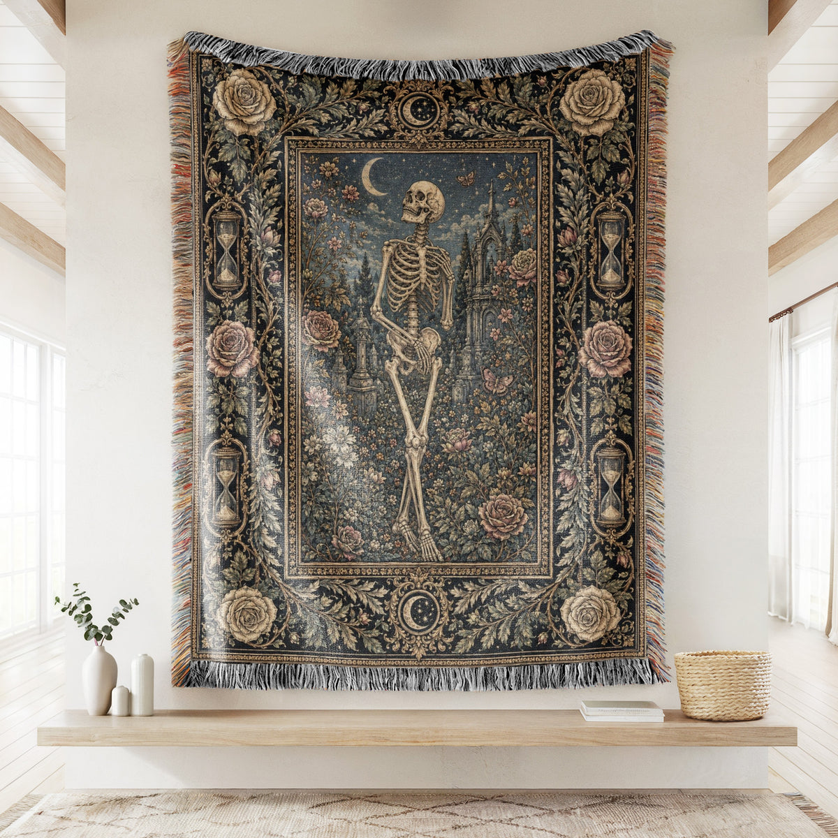 Skeleton in the Midnight Garden Blanket