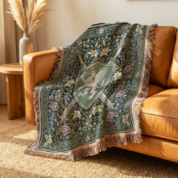 The Griffin Shield Tapestry Blanket