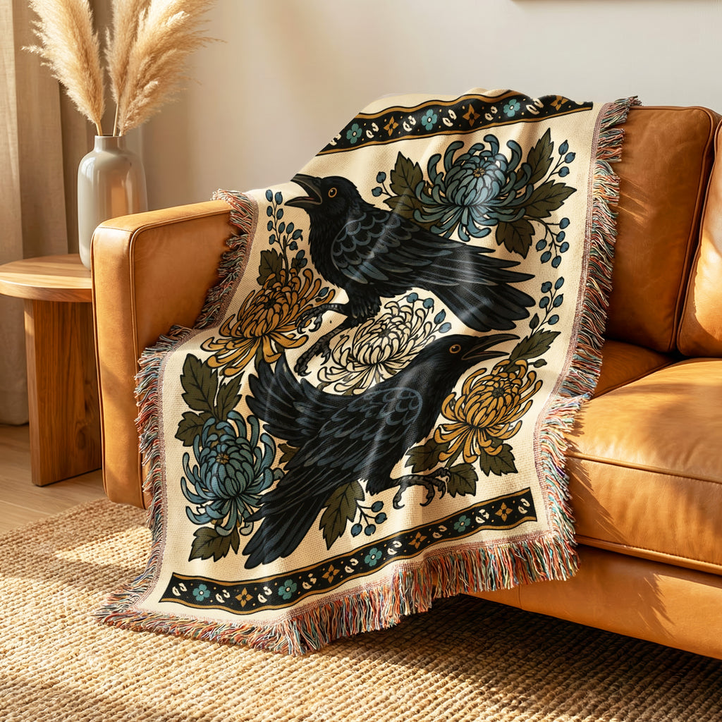 Ravens & Chrysanthemums Blanket
