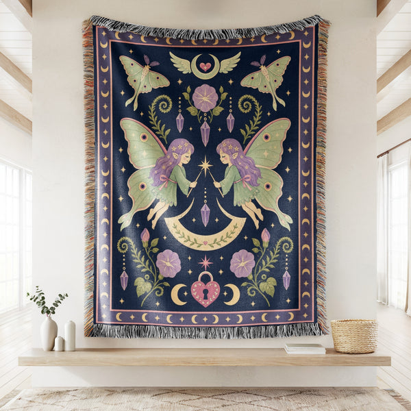 Luna Moth Twin Fairies Blanket