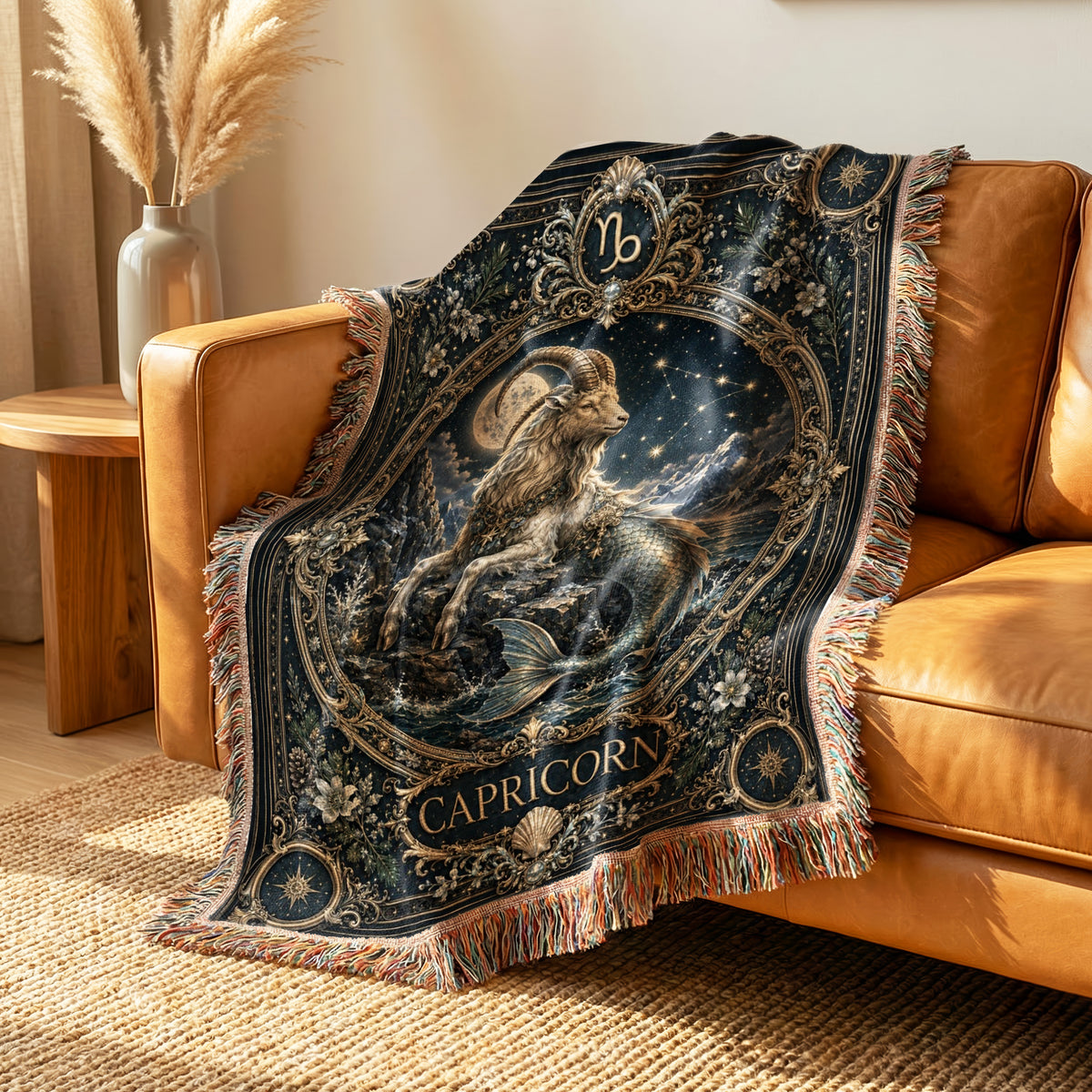 Capricorn Moonlit Sea-Goat Zodiac Blanket