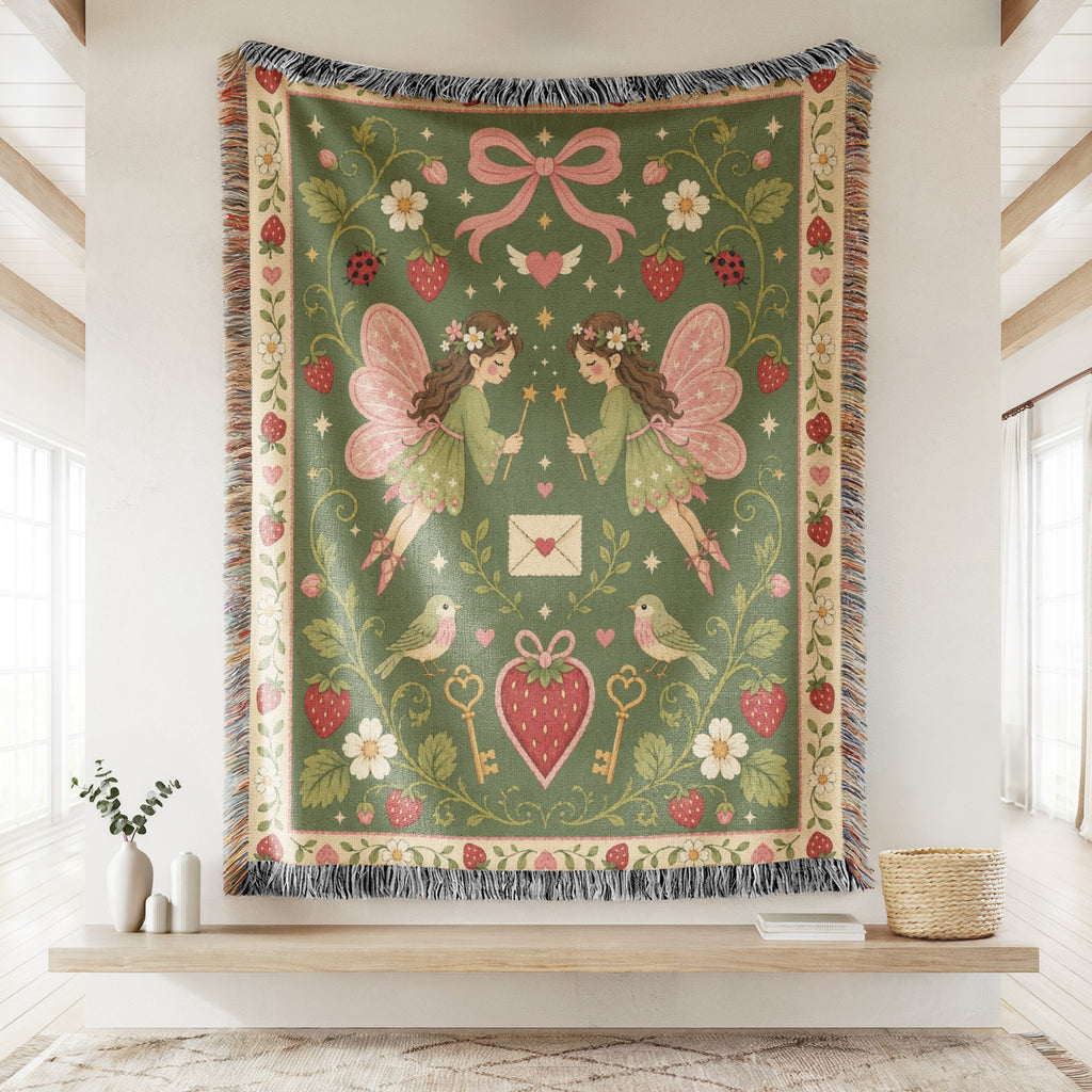 Strawberry Love Fairies Blanket