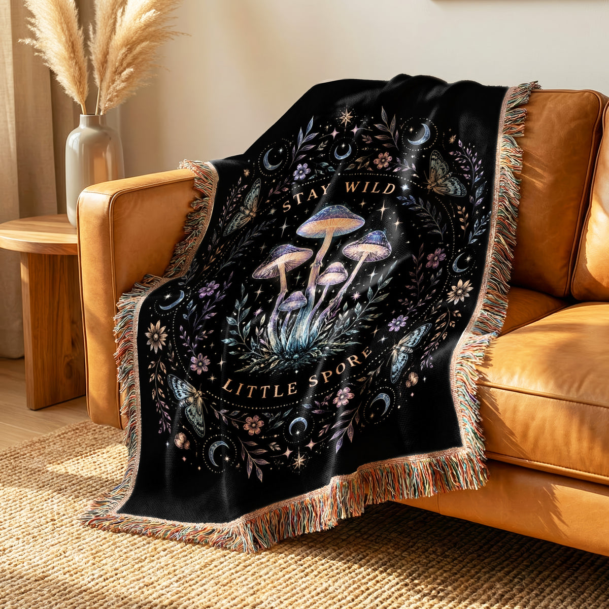 Stay Wild Little Spore Mushroom Blanket