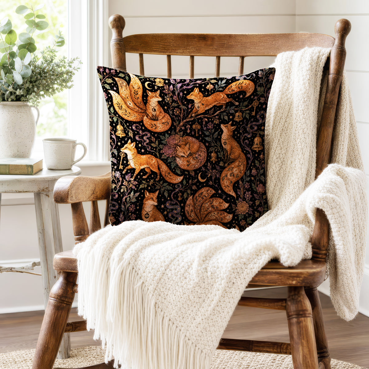 Foxes of the Secret Vale – Whimsical Woodland Pillow