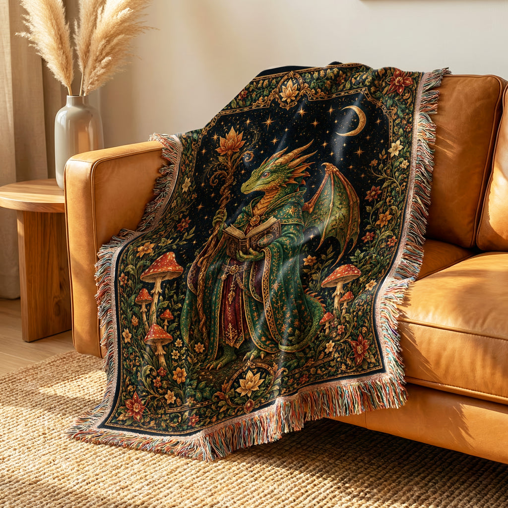 Emerald Dragon Wizard Reader Blanket