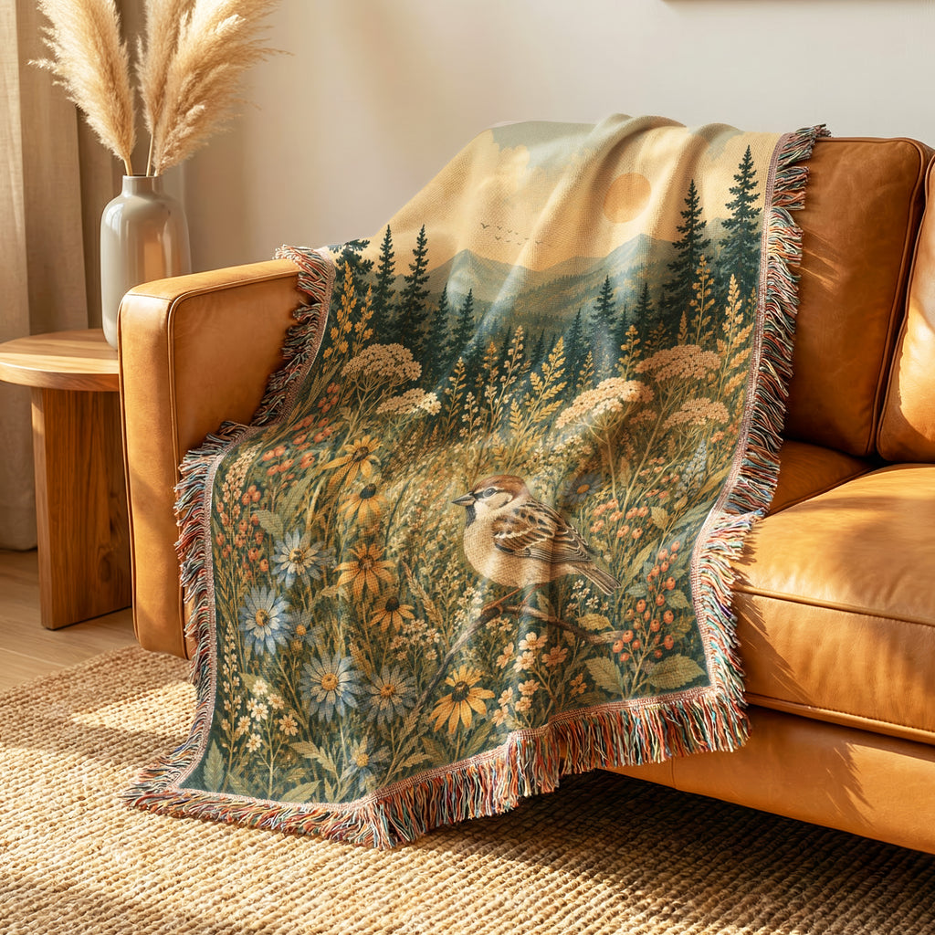 Mountain Meadow Sparrow Blanket
