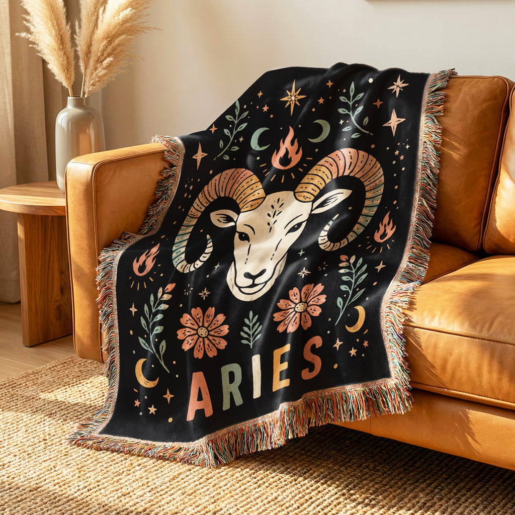 Aries Fire Ram Zodiac Blanket