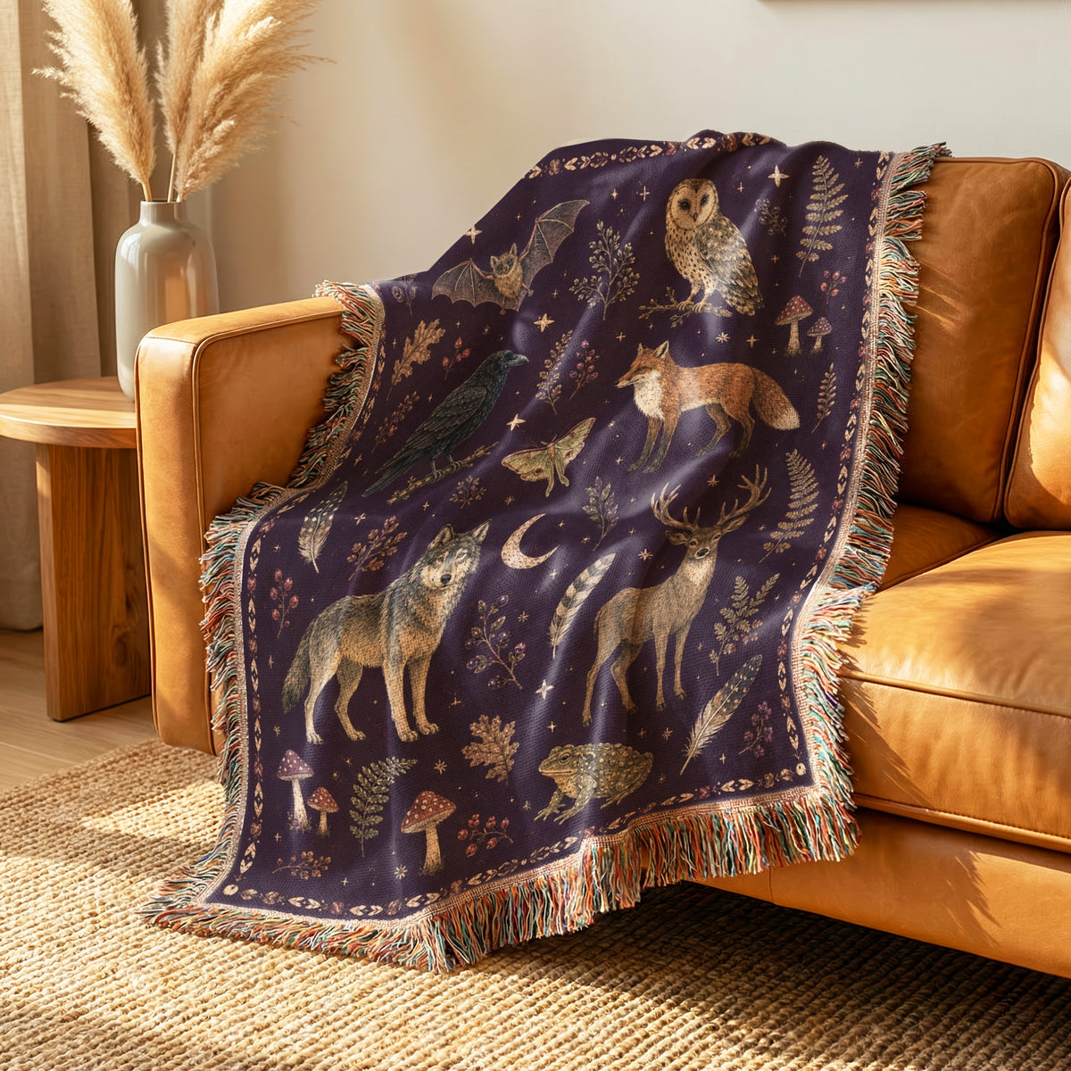 Midnight Woodland Animals Blanket