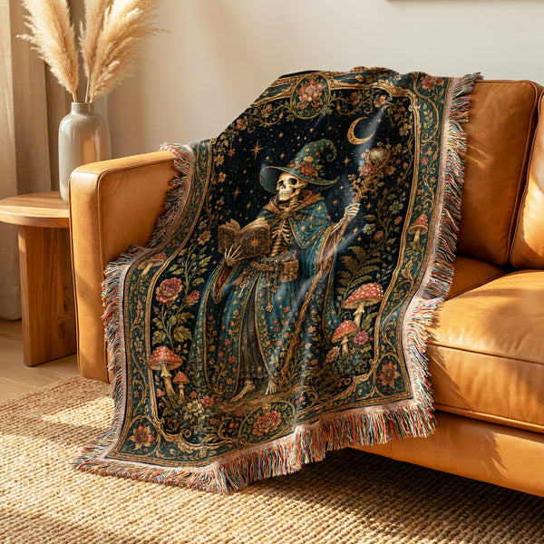 Celestial Skeleton Wizard Reader Blanket