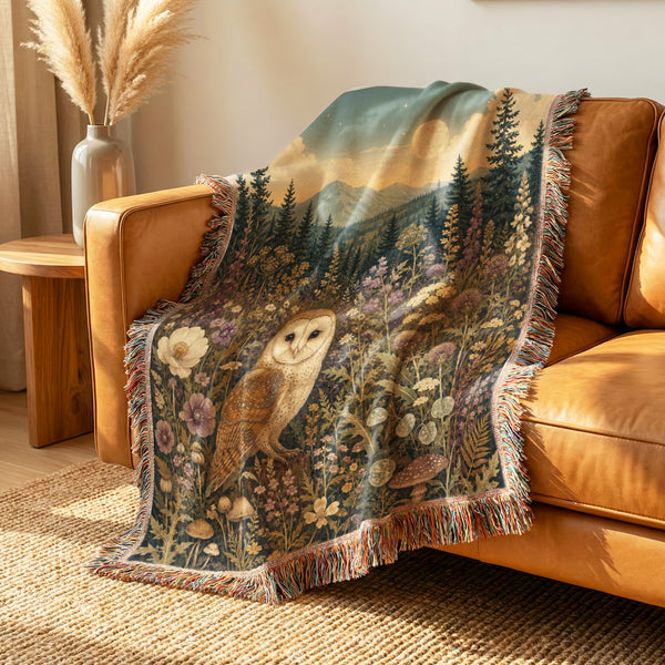 Moonlit Meadow Owl Blanket
