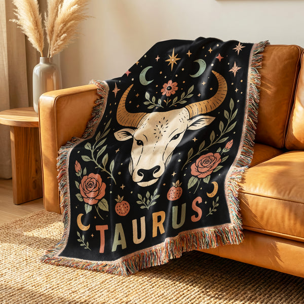 Taurus Moonlit Bull & Roses Blanket