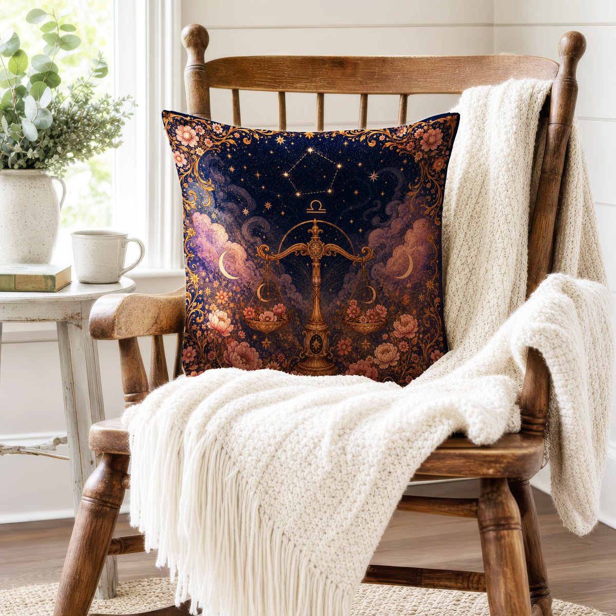 The Golden Balance – Libra Zodiac Pillow