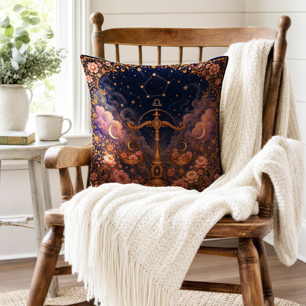 The Golden Balance – Libra Zodiac Pillow