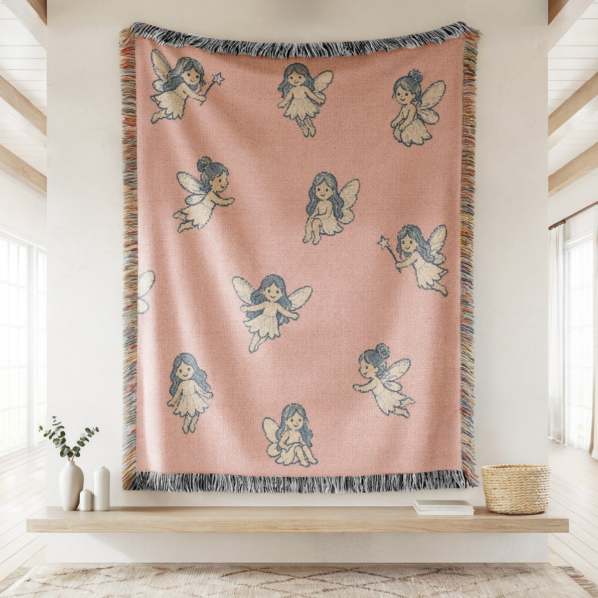 Pink Tiny Fairy Pattern Blanket