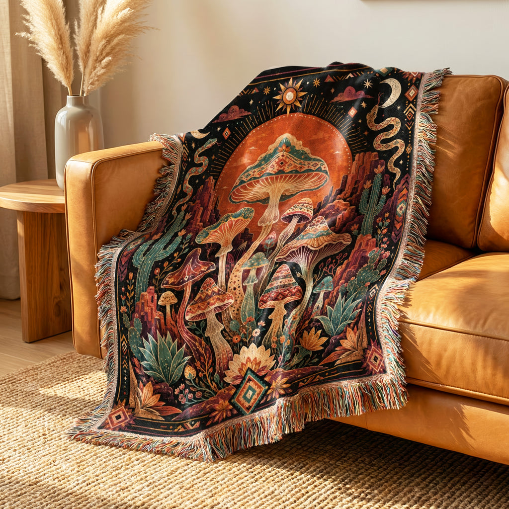 Desert Sun Mushroom Garden Blanket